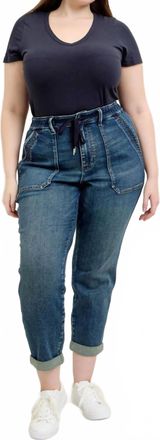 Judy Blue High Waist Vintage Wash Jogger With Navy Drawstring - Plus In Blue