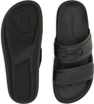 Ferragamo Gancini Slide Sandals - Black