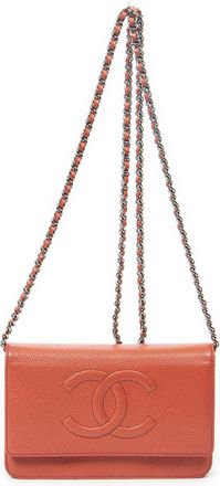 Chanel Pre-owned Womens CC Wallet on Chain Shoulder Bag - Red - One Size