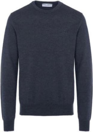 Dolce & Gabbana Grijze Heren Trui & Vest - Heren - Ronde hals truien - Grijs - S - Katoen - Truien & Vesten