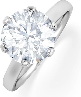The Diamond Store Low Set Chloe 3.00ct Lab Diamond Round Cut Engagement Ring in 18K White Gold G/VS1