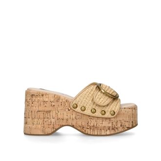 Steve Madden Womens Pedestal Beige Raffia Sandals Fabric - Size UK 3