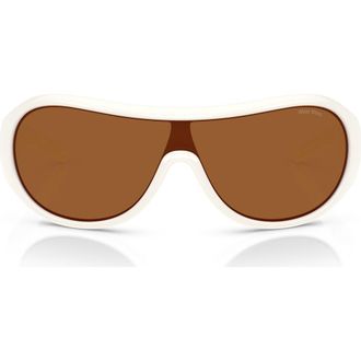 Miu Miu 133mm Oversized Irregular Sunglasses in White /Dark Bronze at Nordstrom