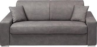 Vente-Unique Sof&aacute; cama italiano 3 plazas de tela EMIR - Gris - Cama 140 cm - Colch&oacute;n con memoria de forma 22 cm