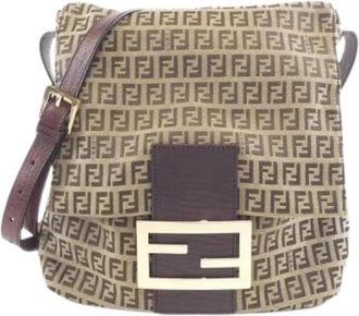 Fendi Pre-owned Cross Body Bags, female, Beige, Size: ONE SIZE Pre-owned Canvas Cross Body Bag