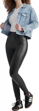 Yummie Tummie Faux Leather Zipper Legging In Black