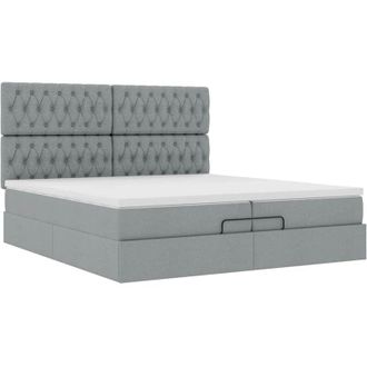 vidaXL Estructura De Cama Otomana Colchones Tela Gris Claro 200x200cm Vidaxl