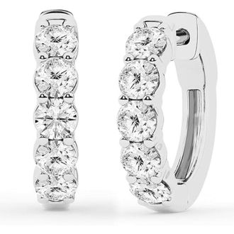 Grown Brilliance 1.0 Carat Round Lab Grown Diamond Hoop Earrings in Sterling Silver, Color G+, Clarity SI, Fine Jewelry for Women