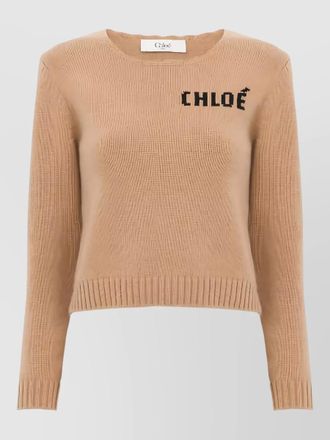 Chlo&eacute; long sleeve pullover ribbed hem texture