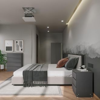 Seconique Malvern 2 Door Wardrobe Bedroom Set in Grey