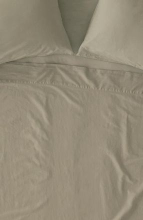 Pact Organic Room Service Sateen Flat Sheet in Spray Green at Nordstrom, Size California King