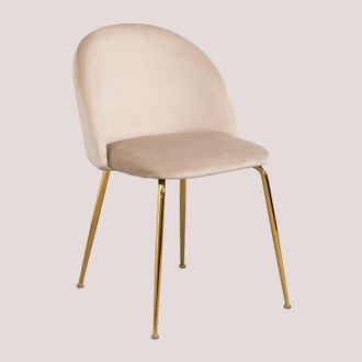 Sklum Sklum - Pack De 4 Sillas De Comedor En Terciopelo Kana Design Marr&oacute;n Trigo Dorado
