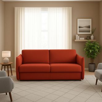 Dmora Sof&aacute; Fijo 3 Plazas Severo, Desenfundable, Lavable Made In Italy, Brazos, 200x95 Cm Naranja
