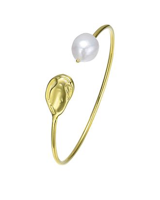 Genevive 18K Over Silver 16Mm Freshwater Pearl Bracelet