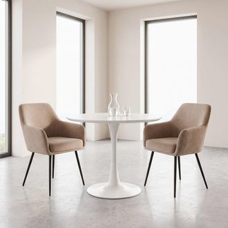 Maisons du monde Mesa de comedor redonda blanca D. 100 cm