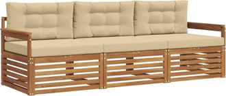 vidaXL Conjunto De Sof&aacute;s De Exterior 3 Uds. Natural Y Beige Vidaxl