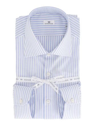 Sonrisa Classic Vertical Stripe Dress Shirt With Pointed Collar