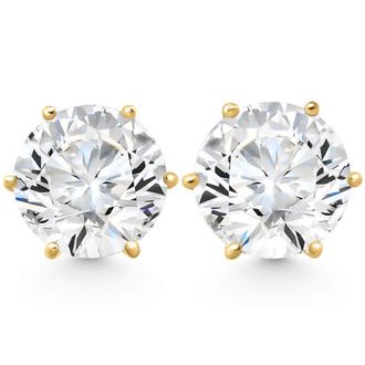 Pompeii3 2Ct tw Sylvie Round Thin & Delicate Diamond Studs 14k Gold Lab Grown