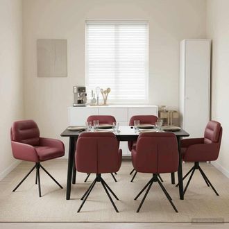 vidaXL Vidaxl Sedie Da Pranzo Girevoli 6 Pz Similpelle Rosso Vino