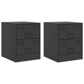 Berkfield Home Bedside Cabinets 2 pcs Black 34.5x39x44 cm Steel