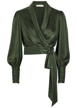Zimmermann Silk Wrap top - Green Dark - 4 (UK 16 / XL)