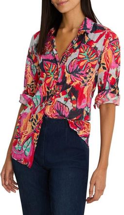 Nic+Zoe Kauai Garden Crinkle Shirt in Red Multi at Nordstrom, Size Xx-Large