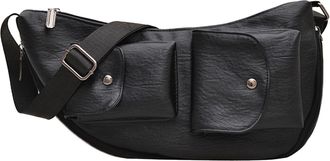 Generic Cymwer PU Leather Fanny Pack Chest Bag Fashion Crossbody Bags for Women Travel (Black)