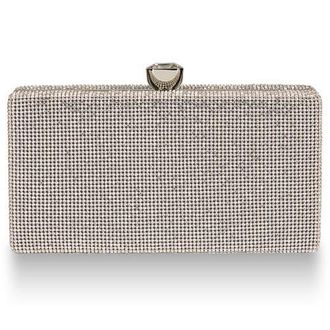Whiting & Davis Olivia Crystal Top Minaudiere in Metallic Silver at Nordstrom