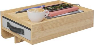 Relaxdays Relaxdays Mensola da Letto a Castello, Comodino Sospeso da Agganciare, 14x37x26,5 cm, Tavolino Cassetto, Bamb&ugrave;, Naturale