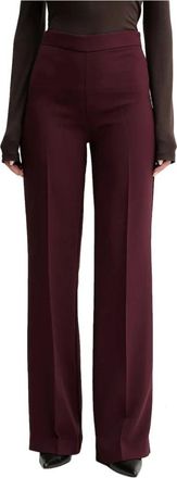 Twinset Bordeaux Broek - Dames - Wijde Broeken - Rood - L - Polyester - Broeken