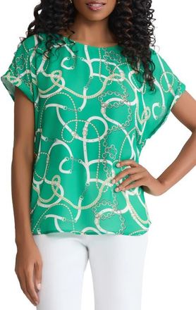 Jones New York Chain Print Side Button Top in Kelly Multi at Nordstrom, Size Small
