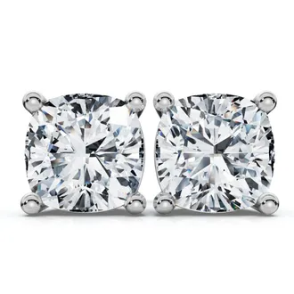 Pompeii3 2Ct TW Cushion Diamond Studs 14k Gold Lab Grown Size: Small