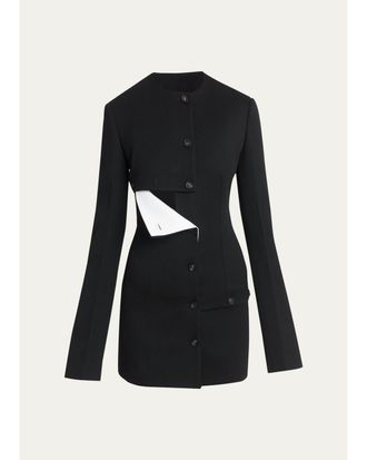 Ferragamo Diagonal Wool Single-Breasted Coat