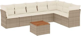 vidaXL Vidaxl - Juego De Sof&aacute;s De Jard&iacute;n Con Cojines Beige 8 Pzas Rat&aacute;n Pe