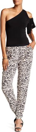 Joie Salma Animal Print Silk Joggers In Cream/black