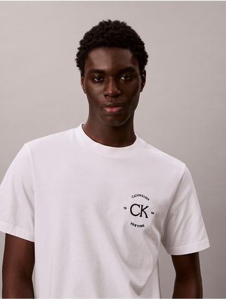 Calvin Klein Jeans Calvin Klein Mens Logo Circle Graphic Classic T-Shirt - Open White - L