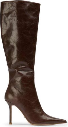 Tony Bianco Naxos stivali con tacco in pelle vintage color cioccolato-Marrone