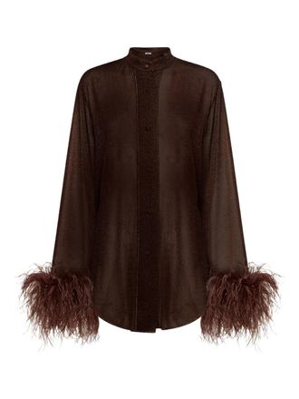 Os&eacute;ree Lumi&egrave;re Plumage long-sleeve shirt - Brown