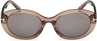 Tom Ford Jasmin 54mm Oval Sunglasses in Shiny Light Brown/smoke at Nordstrom