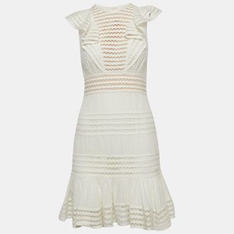 Zimmermann White Cotton & Lace Ruffled Mini Dress