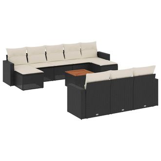 vidaXL Vidaxl Set Divani Da Giardino 11 Pz Con Cuscini In Polyrattan Nero