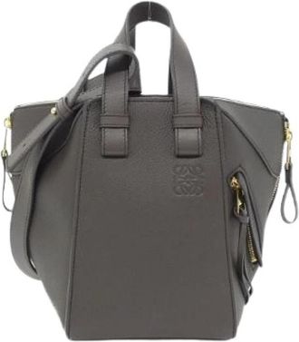 Loewe Pre-owned Hammock Compact Calf Shoulder Bag - Dames - Vintage Handtas - Grijs - ONE Size - Leer - Vintage