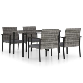 vidaXL Vidaxl - Juego De Comedor Para Jard&iacute;n 5 Piezas Rat&aacute;n Sint&eacute;tico Gris