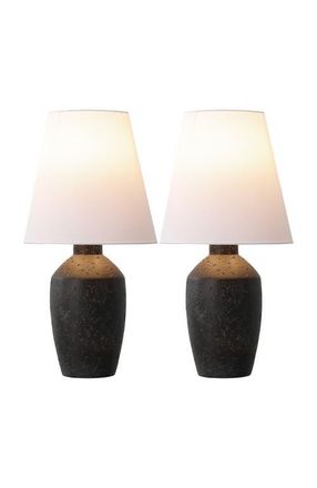 Jonathan Y Designs Xander 19.5 Minimalist Scandinavian Concrete Effect Resin/Iron Ginger Jar LED Table Lamp in Matte Black at Nordstrom
