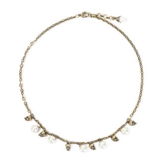Alexander McQueen Alexander McQueen, Necklaces, female, Yellow, Size: ONE SIZE Skull Necklace with Pearls