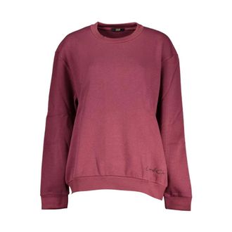 Cavalli Paarse Crew Neck Sweatshirt met Borduursel - Dames - Sweatshirts - Paars - XS - Katoen - Hoodies & sweatvesten
