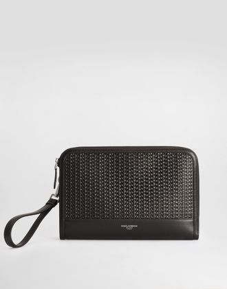 Dolce & Gabbana Atene Plong&eacute; Calfskin Clutch Bag - Man Briefcase And Clutches Black Onesize