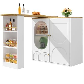 STILVORA Carrito De Cocina Con 3 Puertas Y Mesa Giratoria 360&deg;, Toallero Y Especiero, Para Cocina, 138x39x105 Cm