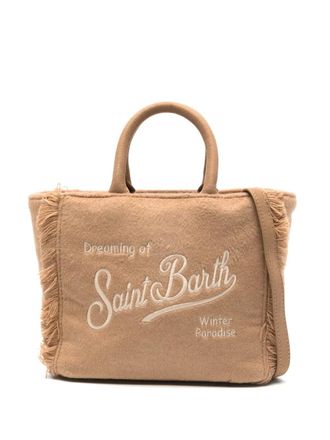 MC2 Saint Barth mini Vanity fringed embroidered tote bag - Beige