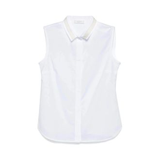 PESERICO Overhemden, Dames, Wit, 2Xs, Katoen, Shirt met Logo-Afwerking